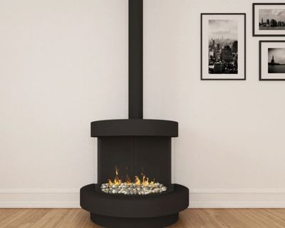 Ortal: Curve 270 - Double Glass - DV Freestanding Fireplace - primary view
